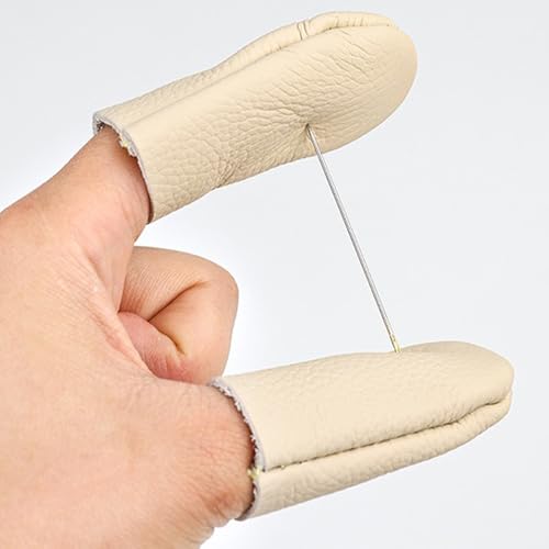4 Pairs Leather Finger Protector Needle Felting Knitting Finger Thimble Guards Tools