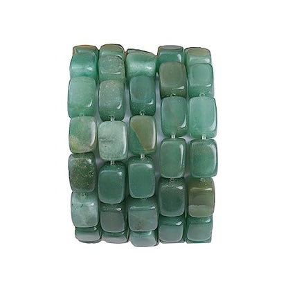 Natural Green Aventurine Cuboid Stone Loose Semi Gemstone Beads for Jewelry Making 8mmx12mm 38cm (33 Count)