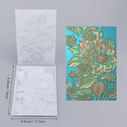 3D Embossing Folder for Card Making Texture Fades Blossom Bloom Floral Plastic Embossing Folder Template for DIY Scrapbooking Paper Card Making Paper Card Embossing Stencil