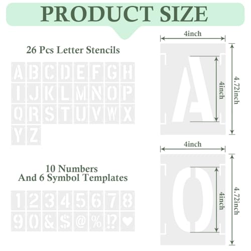 4 Inch 42 Pcs Reusable Letter Number Symbol Stencils (42 Count)
