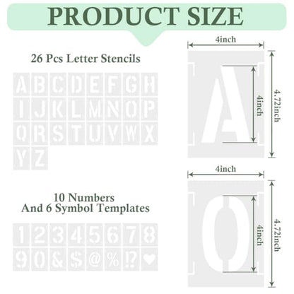 4 Inch 42 Pcs Reusable Letter Number Symbol Stencils (42 Count)