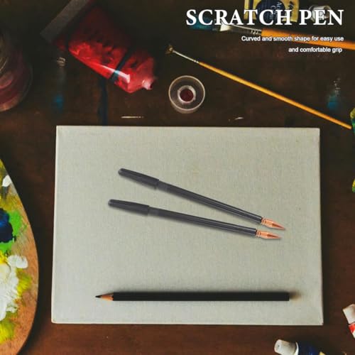 3Pcs Scratch Painting Pens Dual Tip Stylus Scratch and Sketch Drawing Tools with Protective Caps Comfortable Grip 6.69 Inch Length for Art and Craft