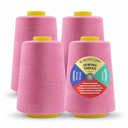 40S 2 Pink Polyester 4 Pack of Serger Threads Cones (72000 Foot )