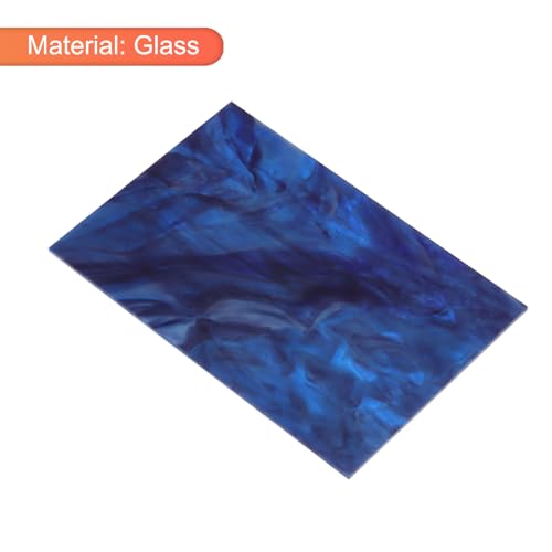 2 Pcs Stained Glass Sheet Mosaic Tile 7.9 Inch x 5.9 Inch Dark Blue Stained Glass Sheets for Crafts DIY Art Project
