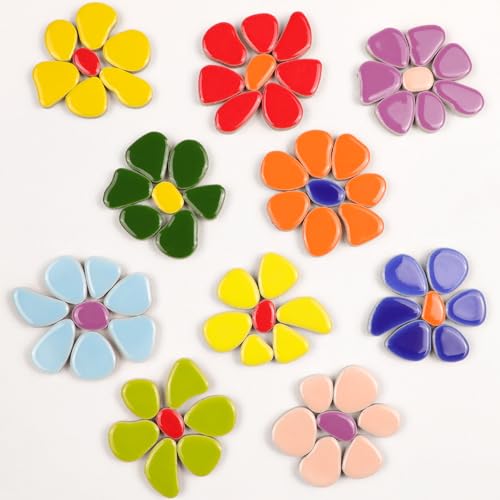 454g (1 LB) Mini Ceramic Pebbles Mosaic Tiles for DIY Crafts Art, Random Color Irregula Glazed Porcelain Ceramic Tiles for DIY Mosaic Art Craft Projects and Decorations (OP900)