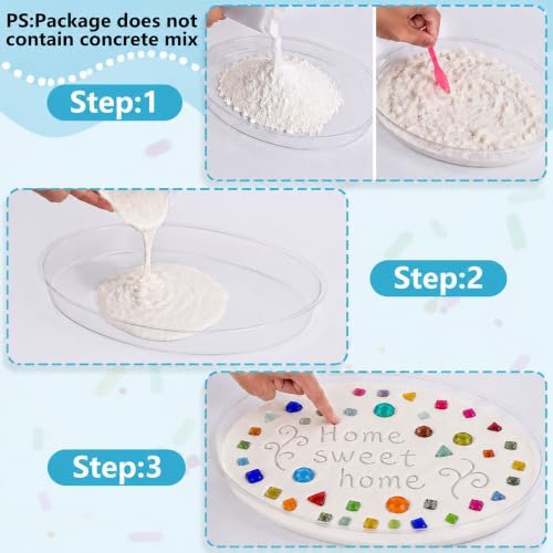 14 Pcs Oval Stepping Stone Mold Kit with Mosaic Tiles and Tools for DIY