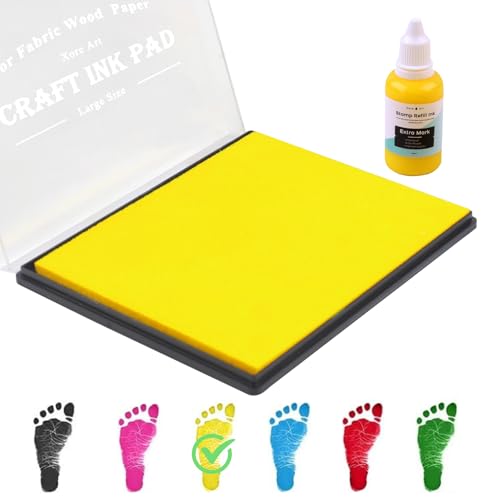 5"x4'' Large Ink Pad Washable Stamp Ink Pad for Baby Footprint Handprint with 30ml Premium Refill Ink