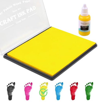 5"x4'' Large Ink Pad Washable Stamp Ink Pad for Baby Footprint Handprint with 30ml Premium Refill Ink