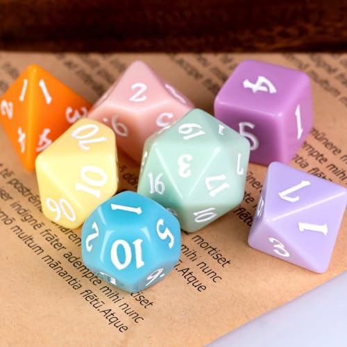 DND Dice Set D&D Polyhedral Dice with Leather Dice Bag (7 Count)