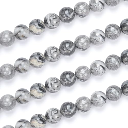 120pcs Adabele Natural Landscape Jasper Gemstone 6mm Round Beads (124 Count)