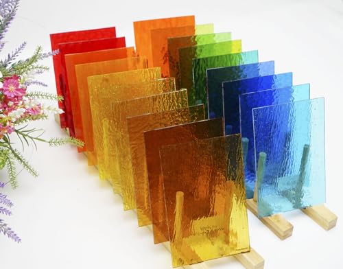 26 Sheets Transparent Stained Glass Sheets Packs for Art Crafts (26 Count)