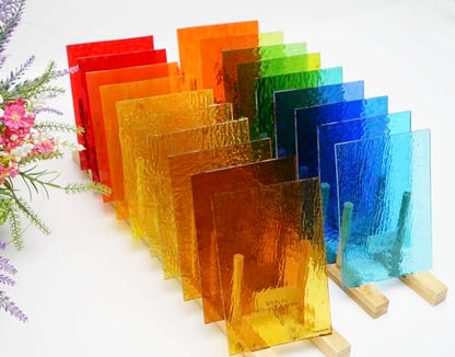 26 Sheets Transparent Stained Glass Sheets Packs for Art Crafts (26 Count)