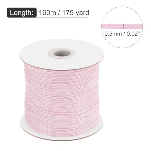 Waxed Cord 0.5mm Waxed Polyester Cord 175 Yard Light Pink