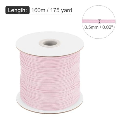 Waxed Cord 0.5mm Waxed Polyester Cord 175 Yard Light Pink