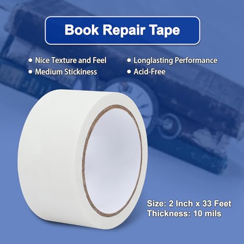 Cloth Bookbinding Repair Tape Cloth Book Repair Tape 2 Inch by 33 Feet Self Adhesive Non Reflective Fabric Tape for Old Books Antique Books Daily Supplies