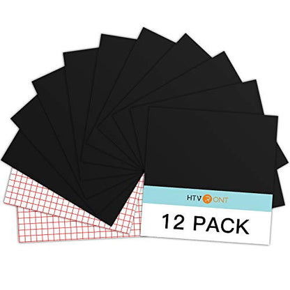 Glossy Black Permanent Vinyl 12 Pack 12"x12" Compatible with Cricut