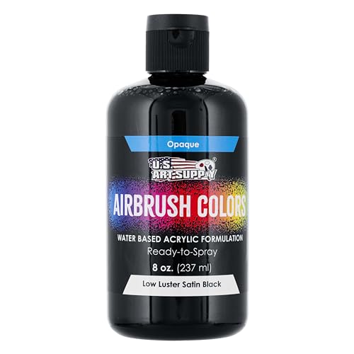 Low Luster Satin Black Acrylic Airbrush Paint (8 Fl Oz)
