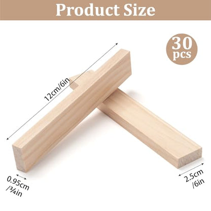 Wooden Dowels Wood Strips Slats for Crafts 3 (30 Count)