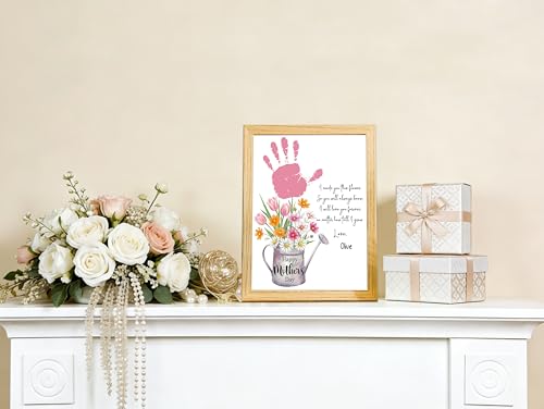 10 Pack Mothers Day Flower Handprint Art Greeting Cards (10 Count)