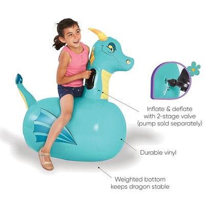 Hop N Go Inflatable Blue Dragon Bouncy Riding