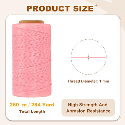 284 Yard Flat Waxed Thread 150D 1mm Leather Sewing Cord for Repairing Shoes Bags Wallets Jewelry Making DIY Leather Craft