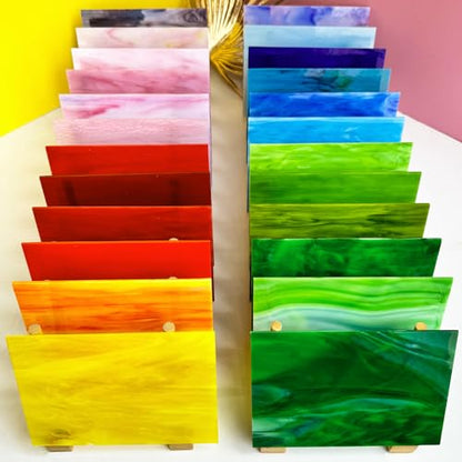 24 Sheets Stained Glass Sheet Rainbow Colors (24 Count)