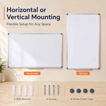 Magnetic White Board 48 x 36 Dry Erase Board for Wall