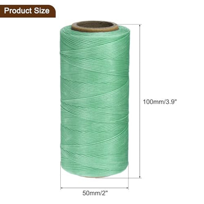 150D 0.8mm Flat Waxed Thread 284 Yards Polyester Leather Sewing Waxed String Hand Stitching Waxed Cord for Leather Stitching Sewing Bookbinding DIY Craft Sky Green