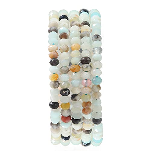 Natural Amazonite Beads 4x2mm 120pcs Faceted Rondelle Loose Semi Gemstone Beads for Jewelry Making Design (120 Count)