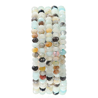 Natural Amazonite Beads 4x2mm 120pcs Faceted Rondelle Loose Semi Gemstone Beads for Jewelry Making Design (120 Count)