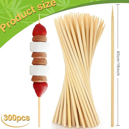 300 Pcs 16 inch Natural Bamboo Skewers (300 Count)