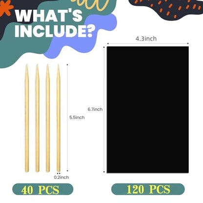 Rainbow Scratch Art Paper Sets Arts Crafts Supplies for Kid160 Pcs