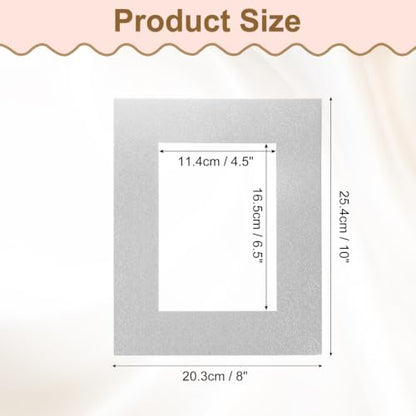Picture Mats 8 x 10 for 5 x 7 Pictures Acid Free White Core Bevel Cut Frame Mattes for Display Art Measuring