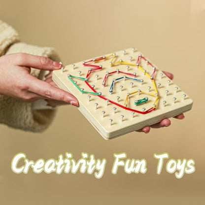 2Pack Wooden Geoboard Montessori Toys (2 Count)