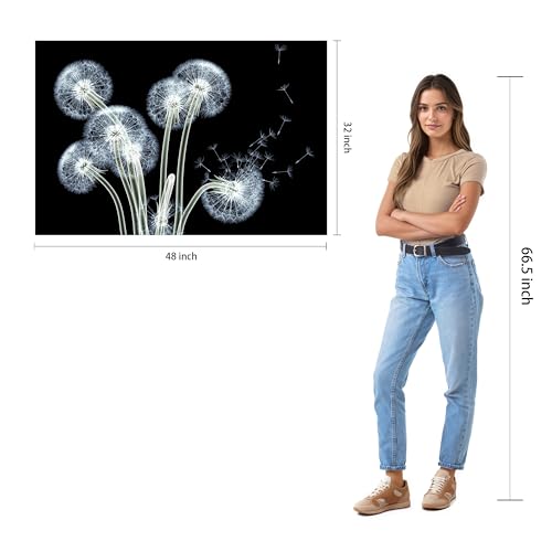 Dancing Dandelions Frameless Free Floating Tempered Glass Panel Graphic Wall Art Ready to Hang