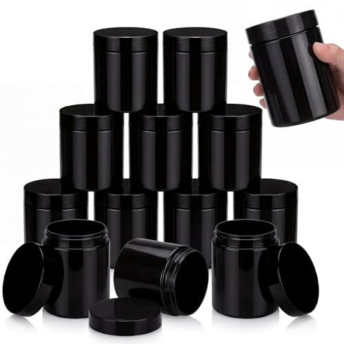 12 Pack 16 oz Plastic Container Jars with Lids Round Clear Travel Cosmetic Container Slime Jar for Toiletries (12 Count)