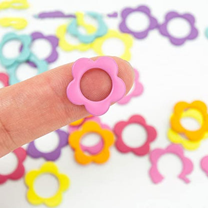 30PCS Mini Size Stitch Markers Flower Shape Metal Stitch Markers Ring Multicolor Crochet Marker Knitting Weaving Tools (30 Count)