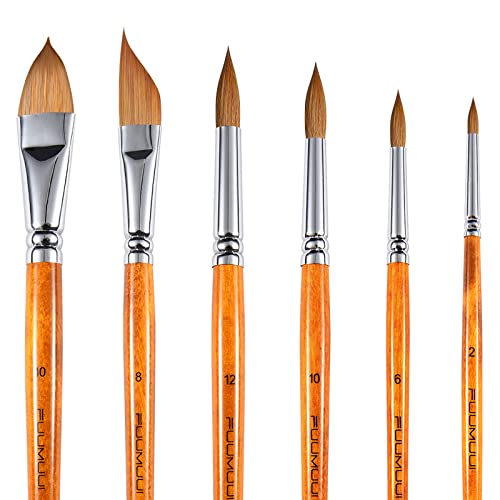 Sable Watercolor Brushes Kolinsky Watercolor Paint Brushes for Artists Professional 6pcs (6 Count)