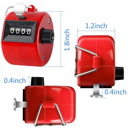 2 Pack Hand Tally Clicker Counter 4 Digit for Sport Red Blue