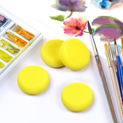 50 Pack Painting Sponge Pottery Sponges 2.9 inch Round Sponge Clay sponges for Pottery Yellow Artist Sponges for Face Painting Pottery Ceramics Art Crafts (50 Count)