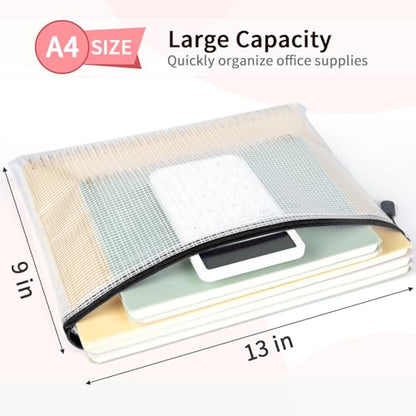 12 Pack A4 Black Mesh Zipper Bags (12 Count)