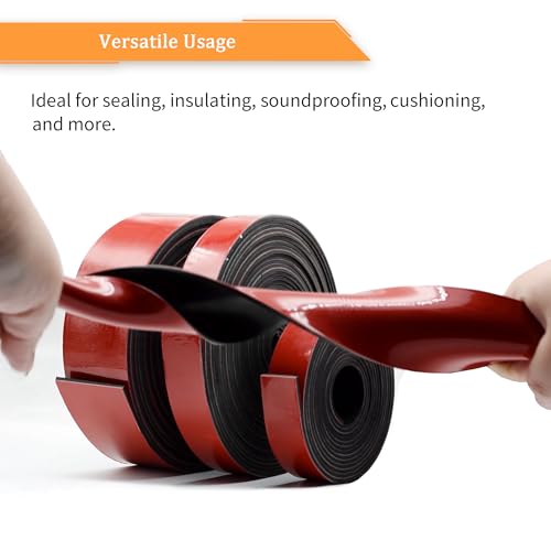 Solid Neoprene Rubber Strips with Adhesive Backing 1 (10 Foot)