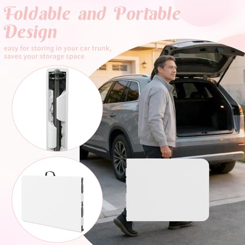 2 Pack 5 Feet Portable Folding Table White (2 Count)