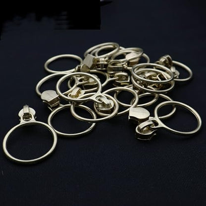 5 Gold Metallic Nylon Coil Zippers by The Yard Bulk 10 Yards Beige Zipper Tape with 25pcs Gold Ring Pull Sliders for DIY Sewing Tailor Craft Bag (25 Count)