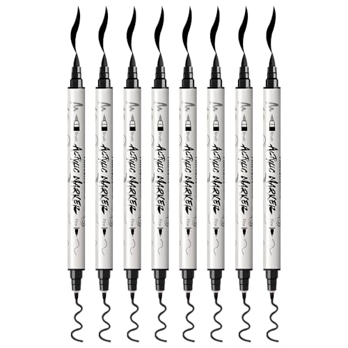 8 Pack Black Brush and Fine Dual (8 Count)