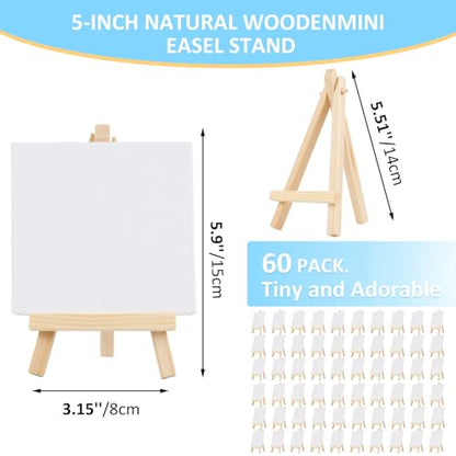 60 Pcs 5 Inch Mini Wood Display Easel (60 Count)
