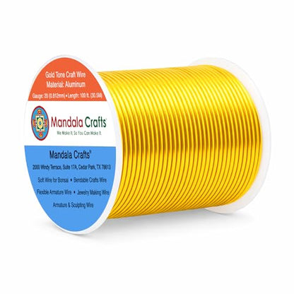 20 Gauge Gold Tone Anodized Aluminum Craft Wire (100 Foot)