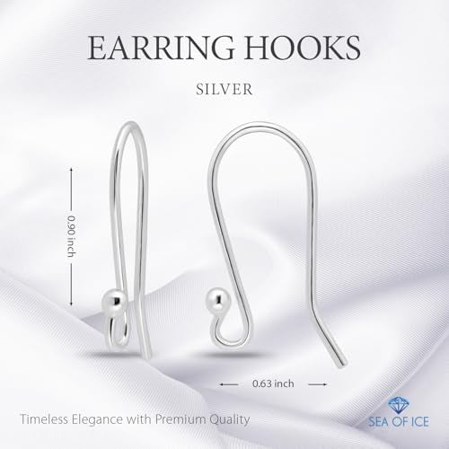 925 Sterling Silver Ear Wires Ball End French Earring Hooks for Drop Dangle Earrings Jewellery Making (24 Count)