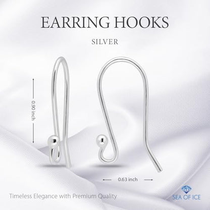 925 Sterling Silver Ear Wires Ball End French Earring Hooks for Drop Dangle Earrings Jewellery Making