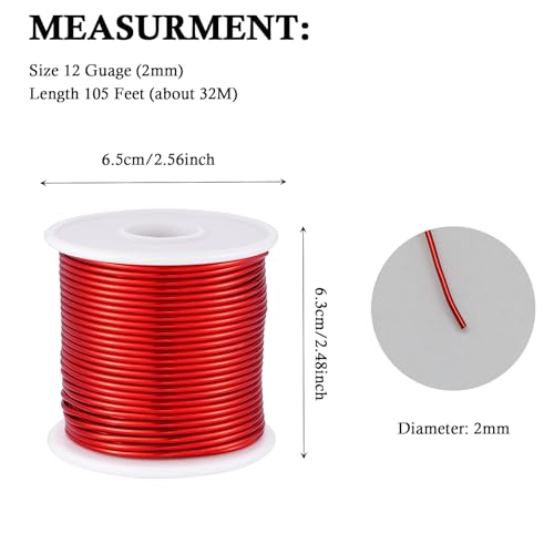 12 Gauge Red Aluminum Craft Wire